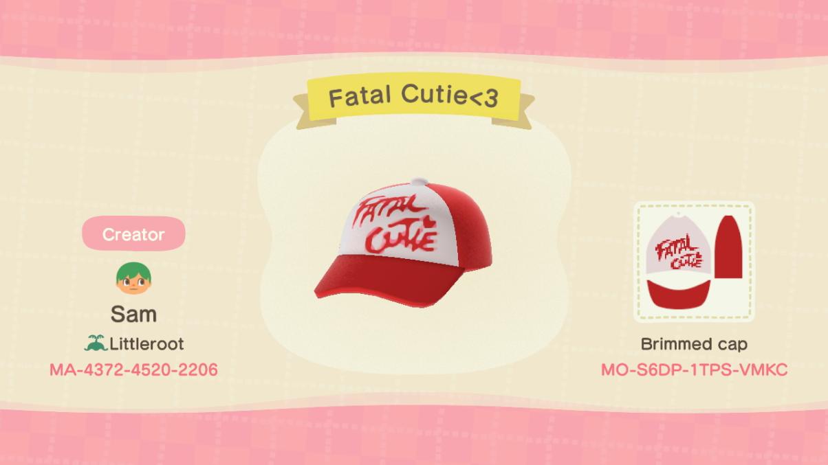 Animal Crossing Design Code: MO-S6DP-1TPS-VMKC Fatal Cutie