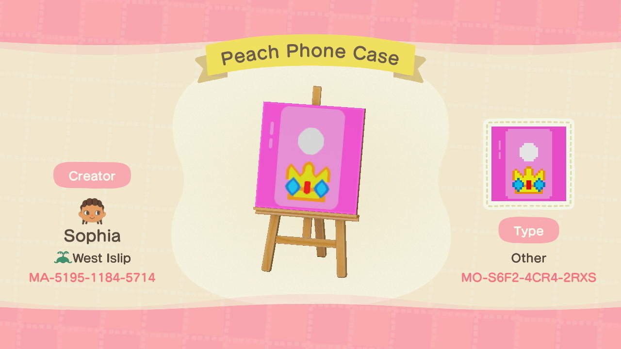 Animal Crossing Design Code: MO-S6F2-4CR4-2RXS Peach Phone Case
