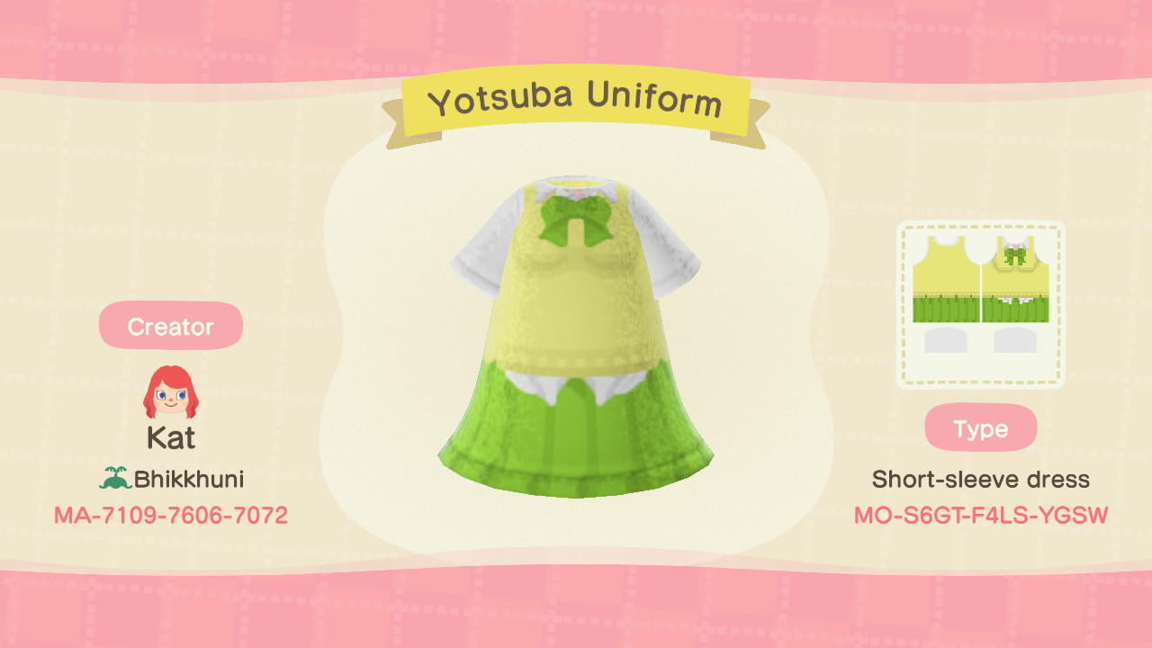 Animal Crossing Design Code: MO-S6GT-F4LS-YGSW Yotsuba Nakano