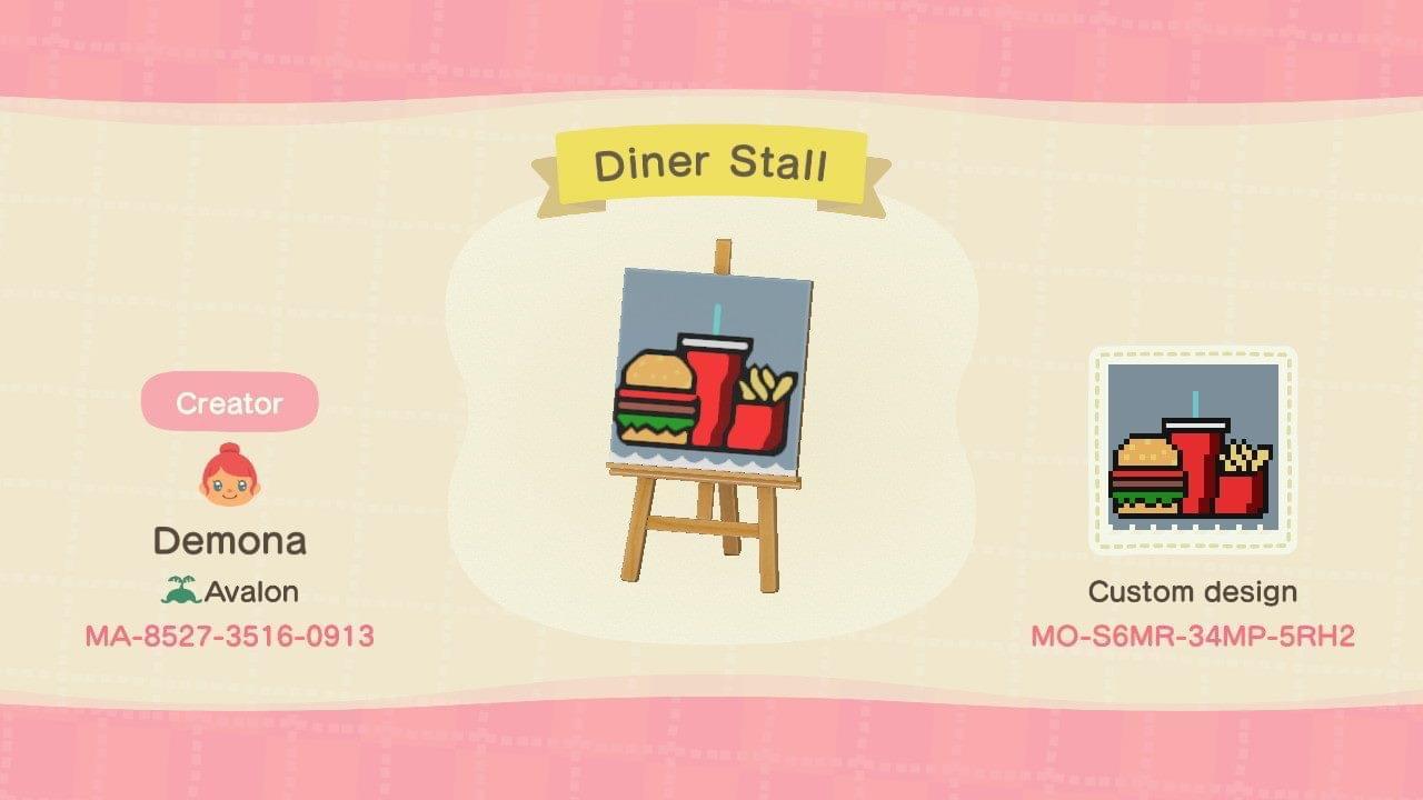 Animal Crossing Design Code: MO-S6MR-34MP-5RH2 Diner Stall