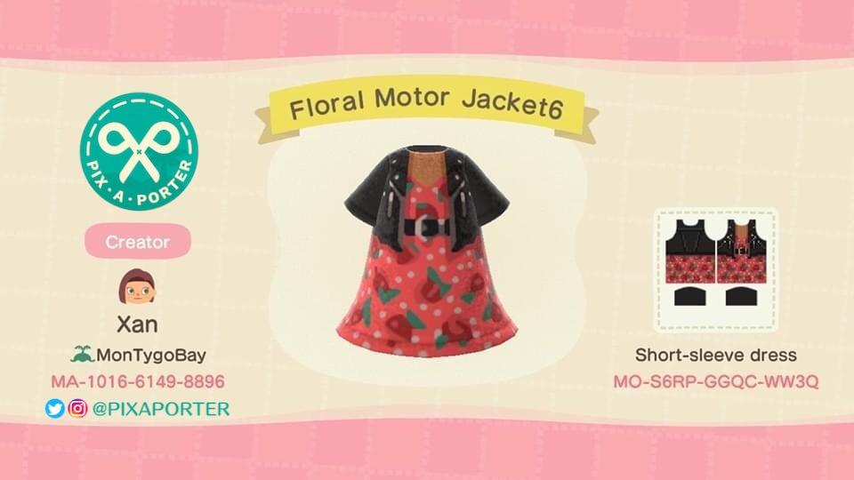 Animal Crossing Design Code: MO-S6RP-GGQC-WW3Q Floral Motor Jacket6