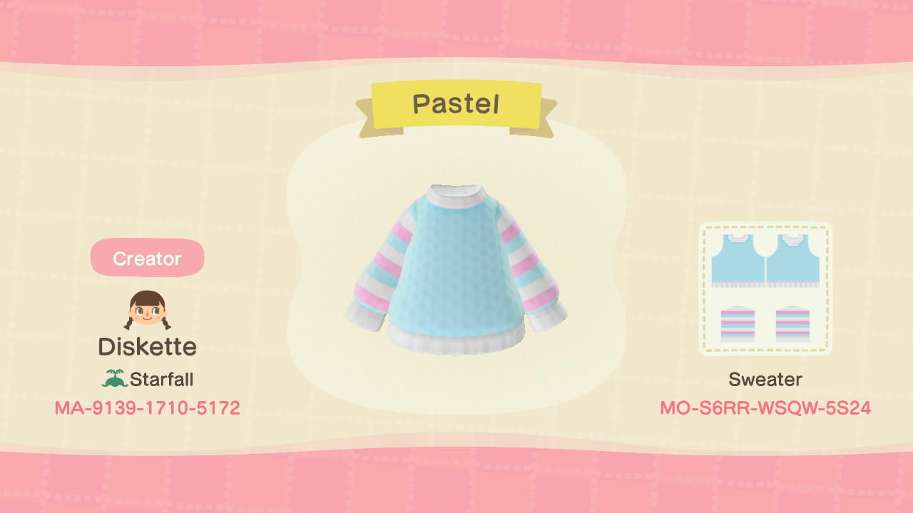 Animal Crossing Design Code: MO-S6RR-WSQW-5S24 Pastel