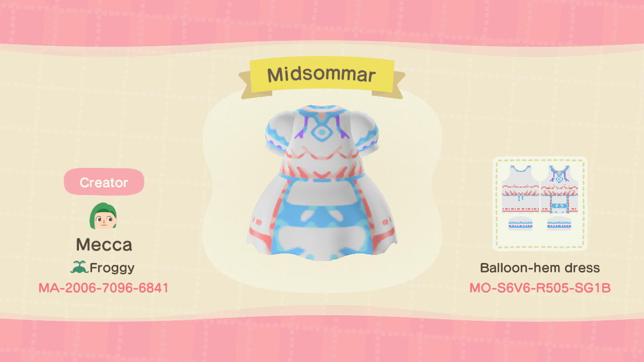 Animal Crossing Design Code: MO-S6V6-R505-SG1B Midsommar