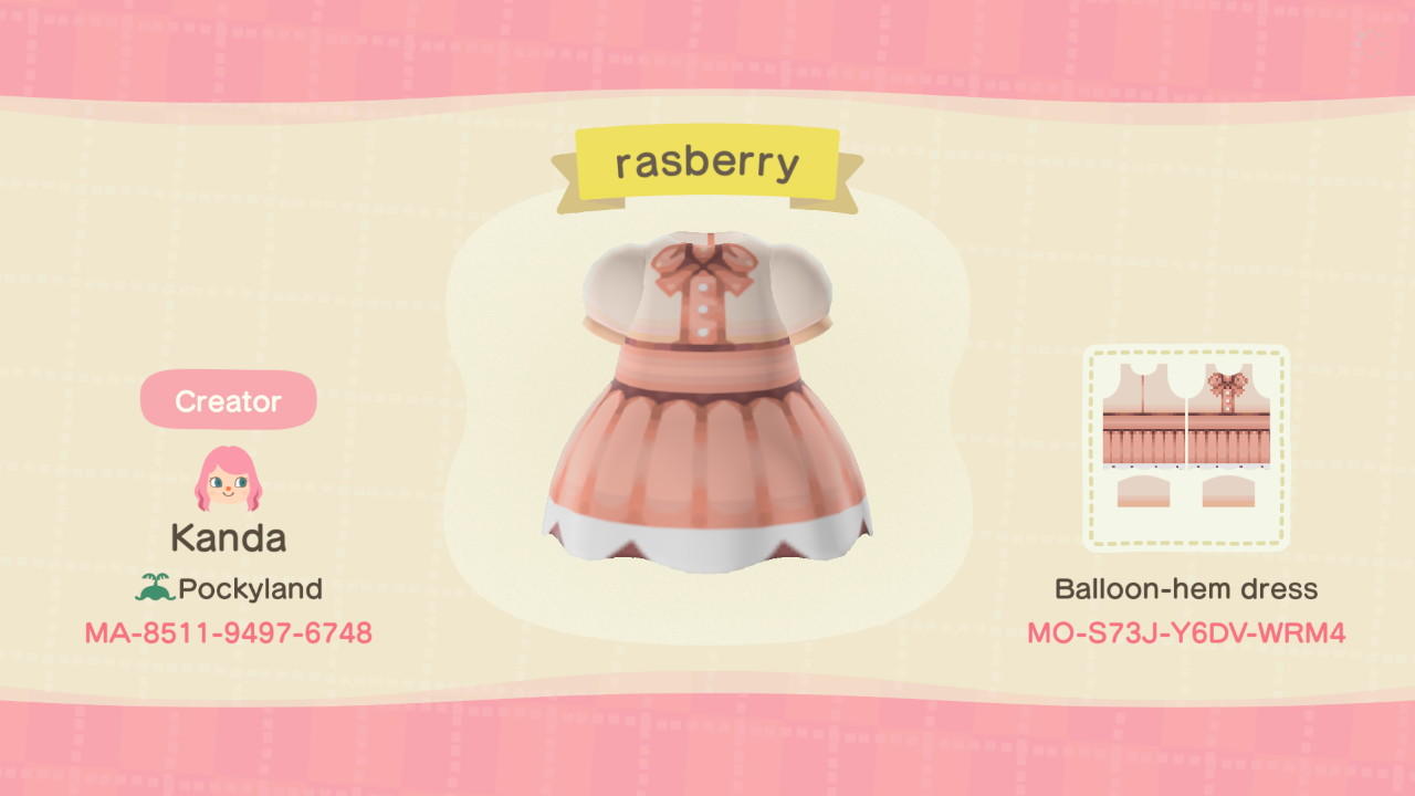 Animal Crossing Design Code: MO-S73J-Y6DV-WRM4 raspberry