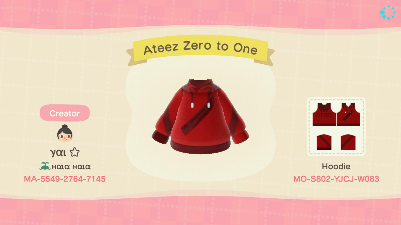 Animal Crossing Design Code: MO-S802-YJCJ-W083 Ateez Zero to One