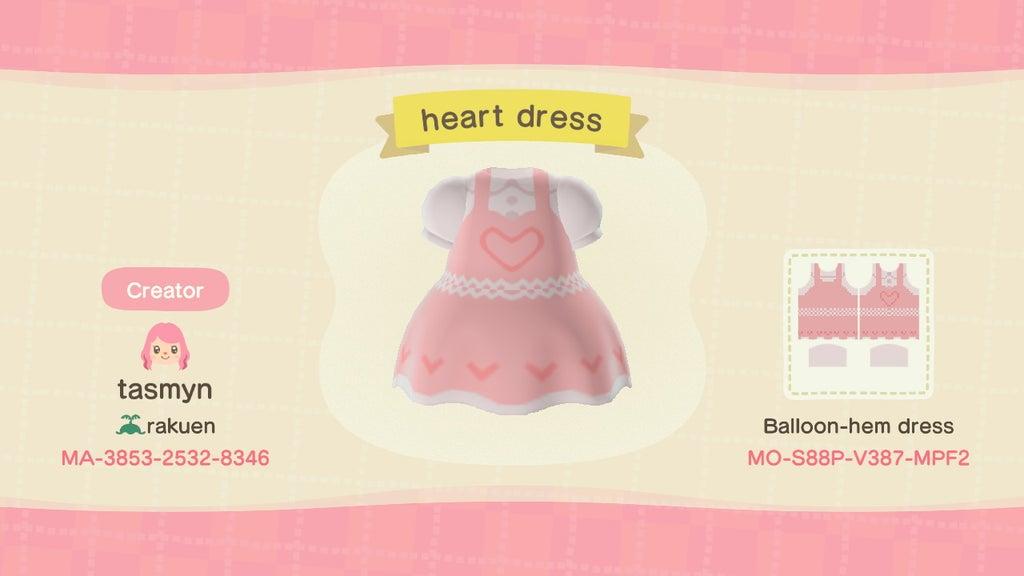 Animal Crossing Design Code: MO-S88P-V387-MPF2 heart dress