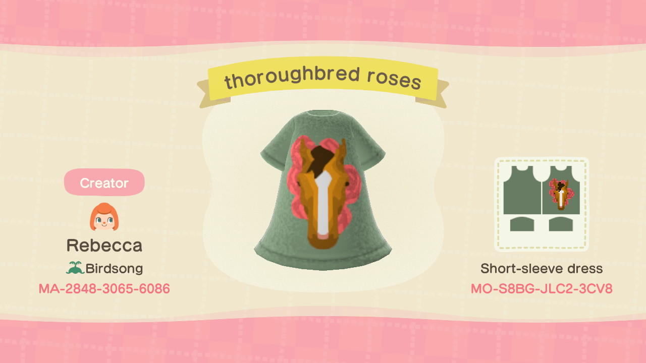 Animal Crossing Design Code: MO-S8BG-JLC2-3CV8 Thoroughbred Roses