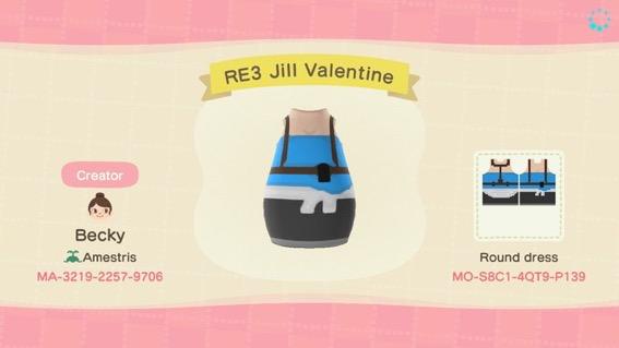 Animal Crossing Design Code: MO-S8C1-4QT9-P139 RE3 Jill Valentine