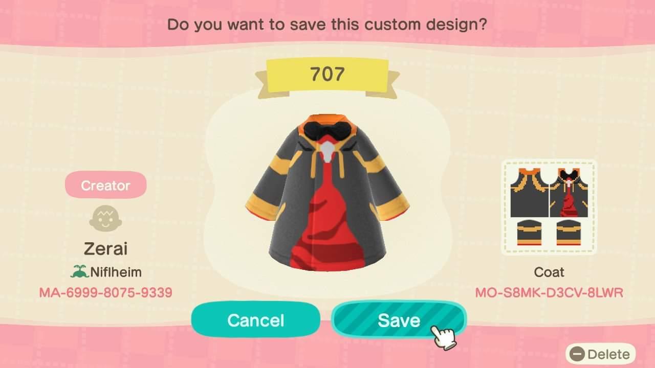 Animal Crossing Design Code: MO-S8MK-D3CV-8LWR Mystic messenger 707