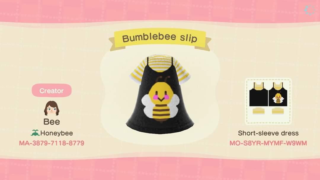 Animal Crossing Design Code: MO-S8YR-MYMF-W9WM Bumblee Slip