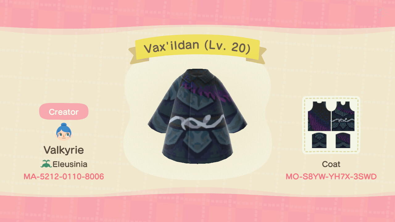 Animal Crossing Design Code: MO-S8YW-YH7X-3SWD Vaxildan (Lv. 20)