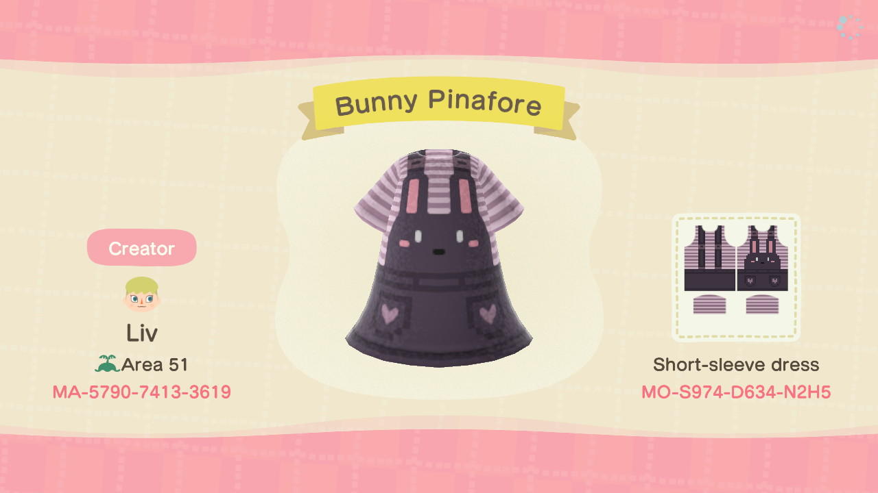 Animal Crossing Design Code: MO-S974-D634-N2H5 Bunny Pinafore
