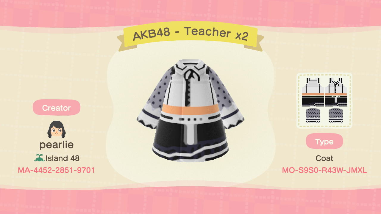 Animal Crossing Design Code: MO-S9S0-R43W-JMXL TeacherTeacher-AKB48