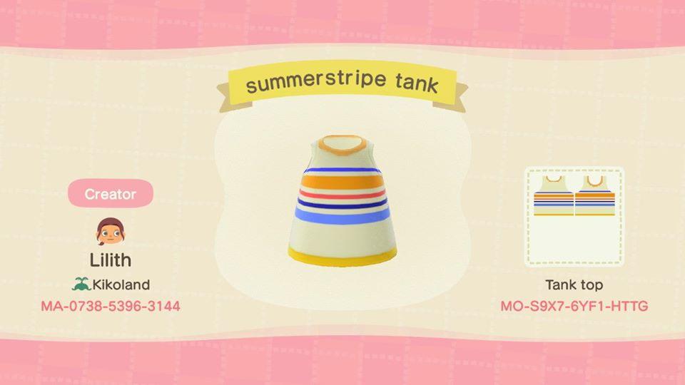 Animal Crossing Design Code: MO-S9X7-6YF1-HTTG Summer Stripe Tank