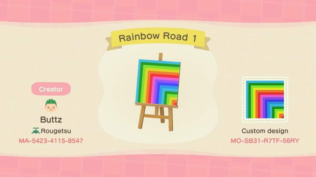 Animal Crossing Design Code: MO-SB31-R7TF-56RY Rainbow Road 1