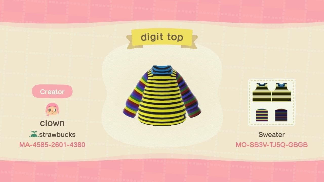 Animal Crossing Design Code: MO-SB3V-TJ5Q-GBGB unif digit top