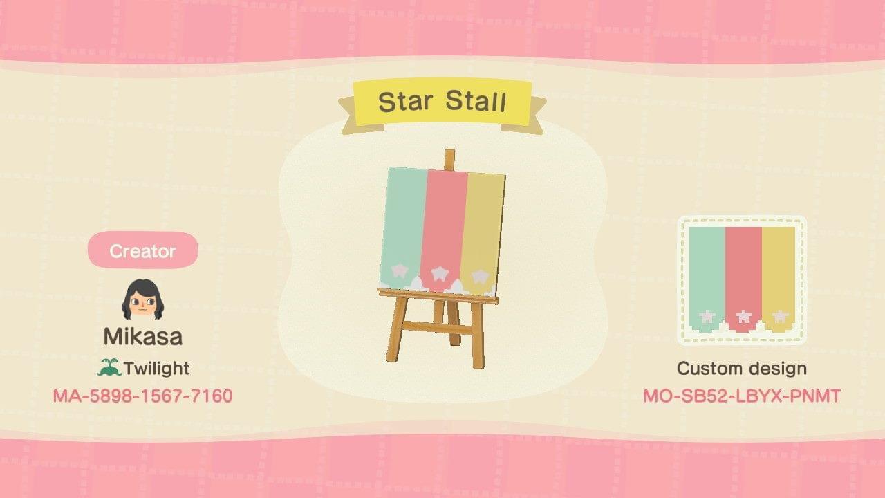 Animal Crossing Design Code: MO-SB52-LBYX-PNMT Star Stall