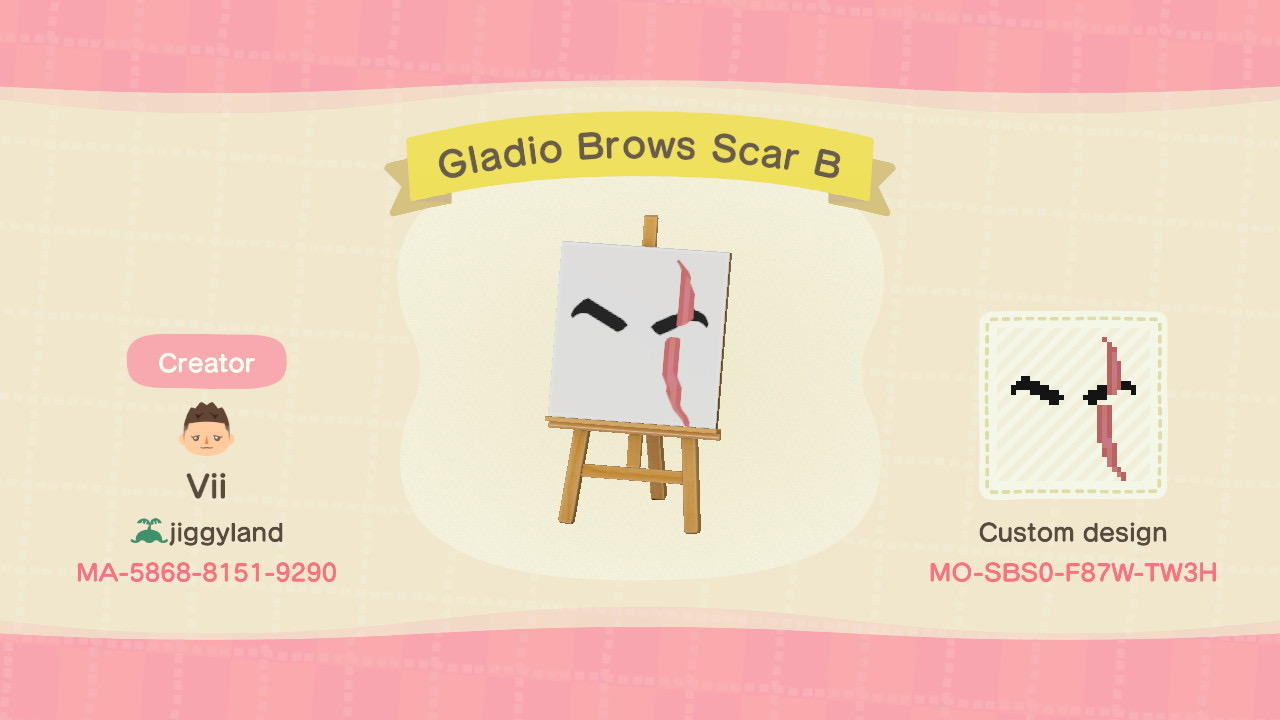 Animal Crossing Design Code: MO-SBS0-F87W-TW3H Gladio Brows Scar B