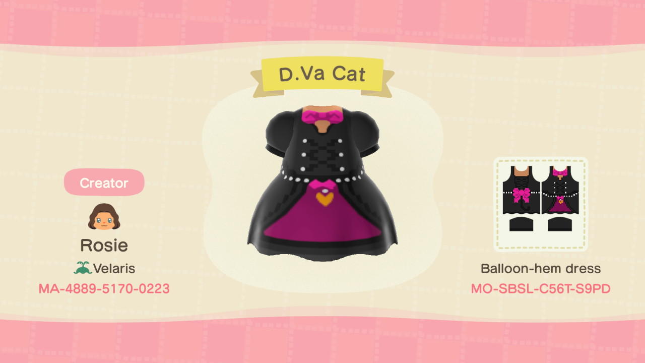 Animal Crossing Design Code: MO-SBSL-C56T-S9PD D.Va Black Cat
