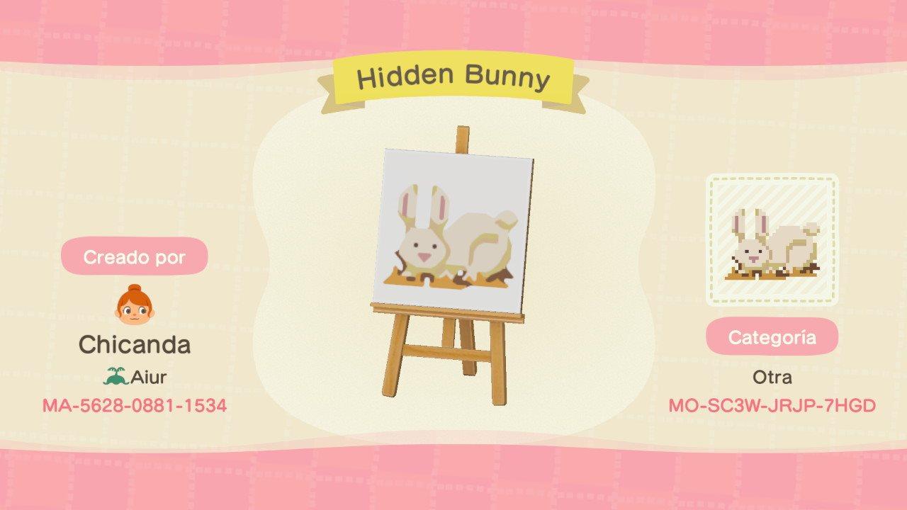 Animal Crossing Design Code: MO-SC3W-JRJP-7HGD Hidden Bunny