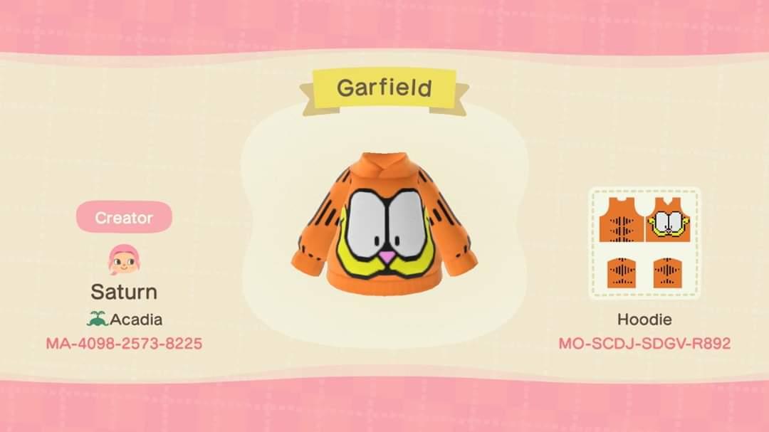 Animal Crossing Design Code: MO-SCDJ-SDGV-R892 Garfield