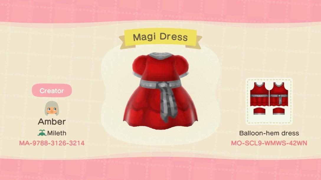 Animal Crossing Design Code: MO-SCL9-WMWS-42WN Magi Dress