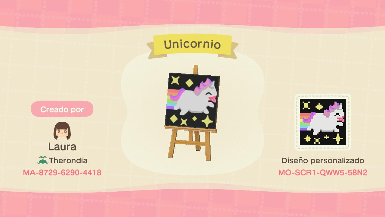 Animal Crossing Design Code: MO-SCR1-QWW5-58N2 Rainbow Unicorn