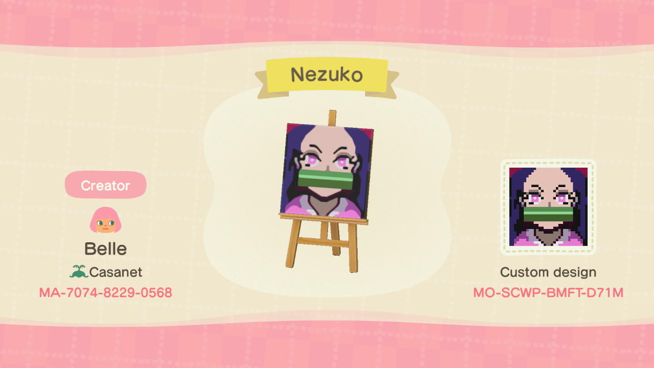 Animal Crossing Design Code: MO-SCWP-BMFT-D71M Nezuko
