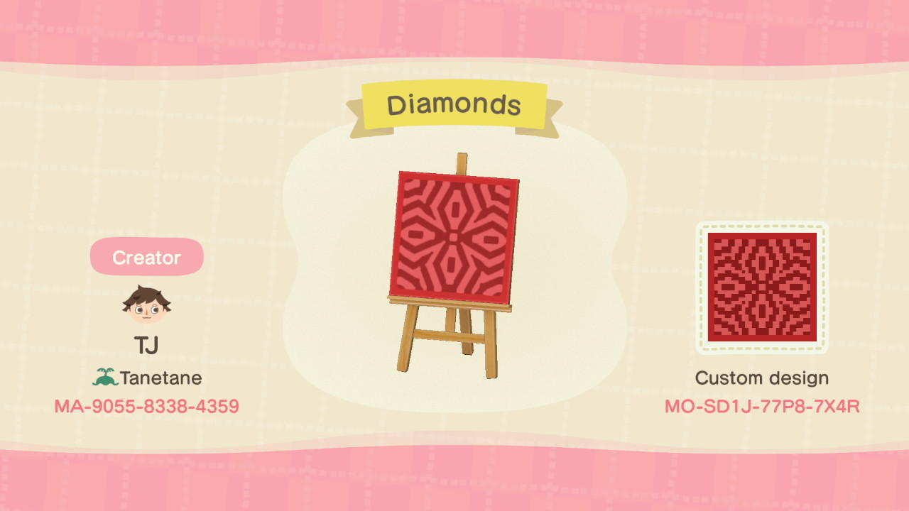 Animal Crossing Design Code: MO-SD1J-77P8-7X4R Diamonds