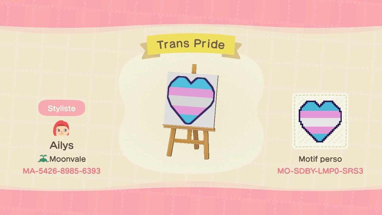 Animal Crossing Design Code: MO-SDBY-LMP0-SRS3 Trans Pride Heart
