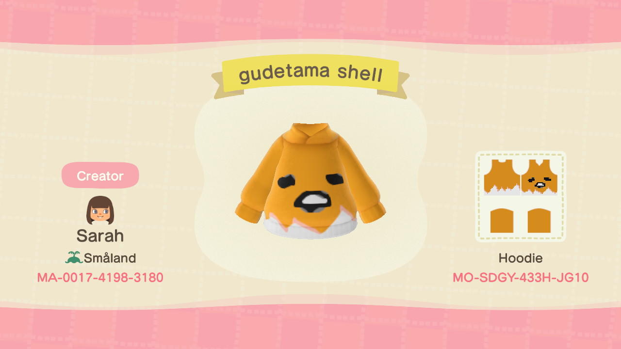 Animal Crossing Design Code: MO-SDGY-433H-JG10 Gudetama shell