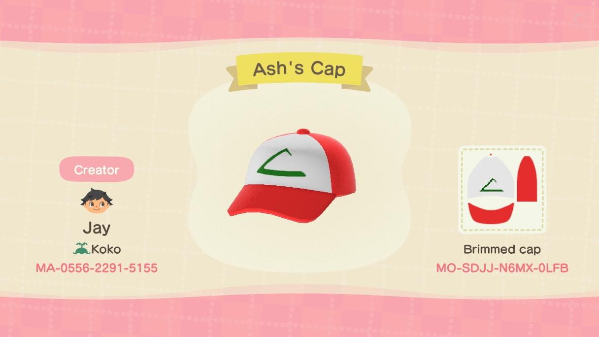 Animal Crossing Design Code: MO-SDJJ-N6MX-0LFB Ash&#39;s Cap