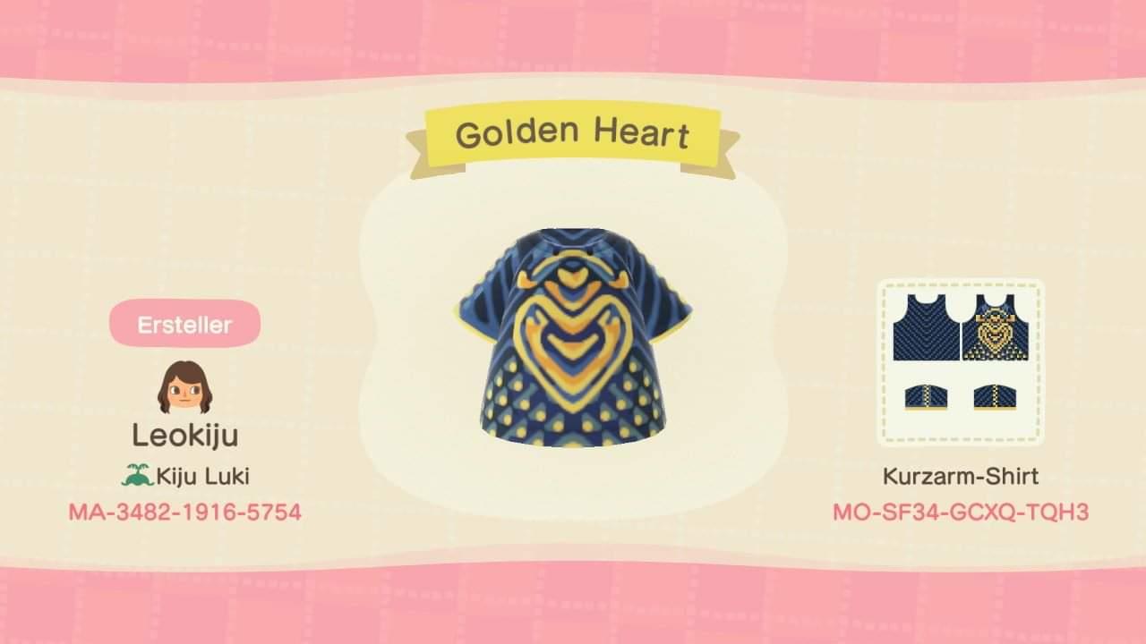 Animal Crossing Design Code: MO-SF34-GCXQ-TQH3 Golden Heart