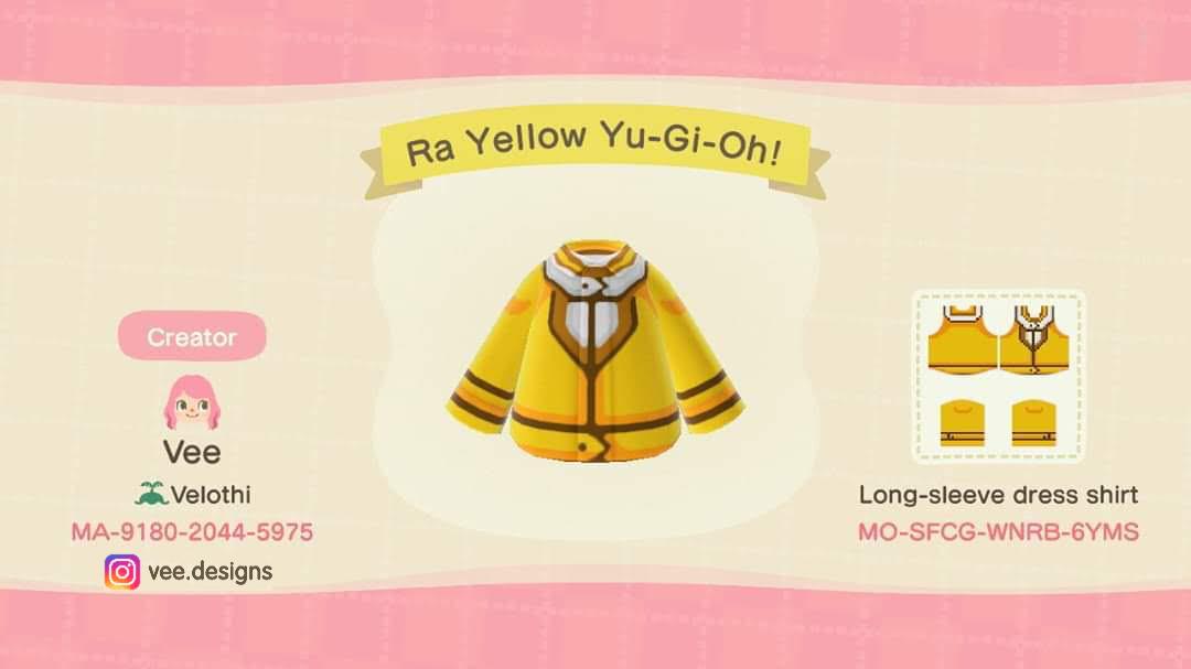 Animal Crossing Design Code: MO-SFCG-WNRB-6YMS Ra Yellow Yu-Gi-Oh!