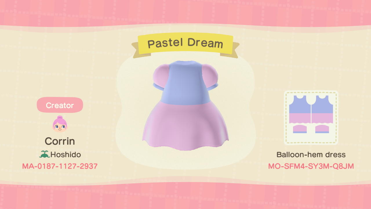 Animal Crossing Design Code: MO-SFM4-SY3M-Q8JM Pastel Dream