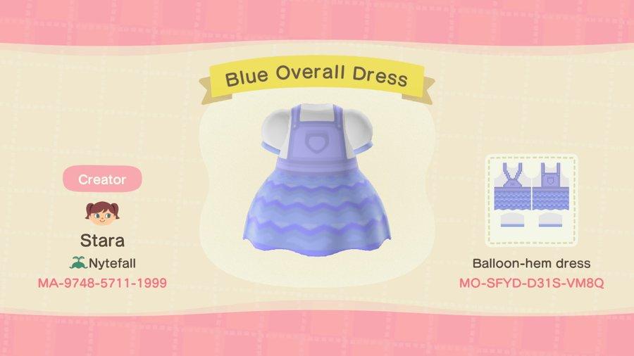 Animal Crossing Design Code: MO-SFYD-D31S-VM8Q Blue Overall Dress