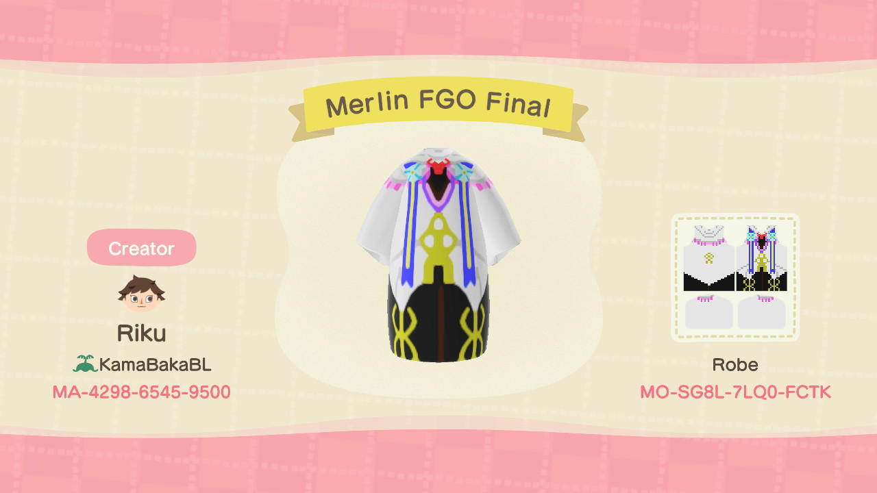 Animal Crossing Design Code: MO-SG8L-7LQ0-FCTK MERLIN FGO FINAL