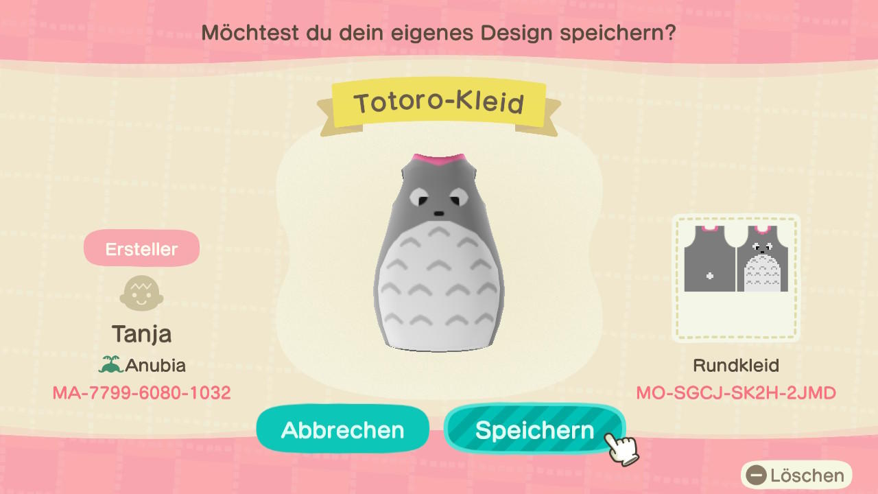 Animal Crossing Design Code: MO-SGCJ-SK2H-2JMD Totoro-Dress