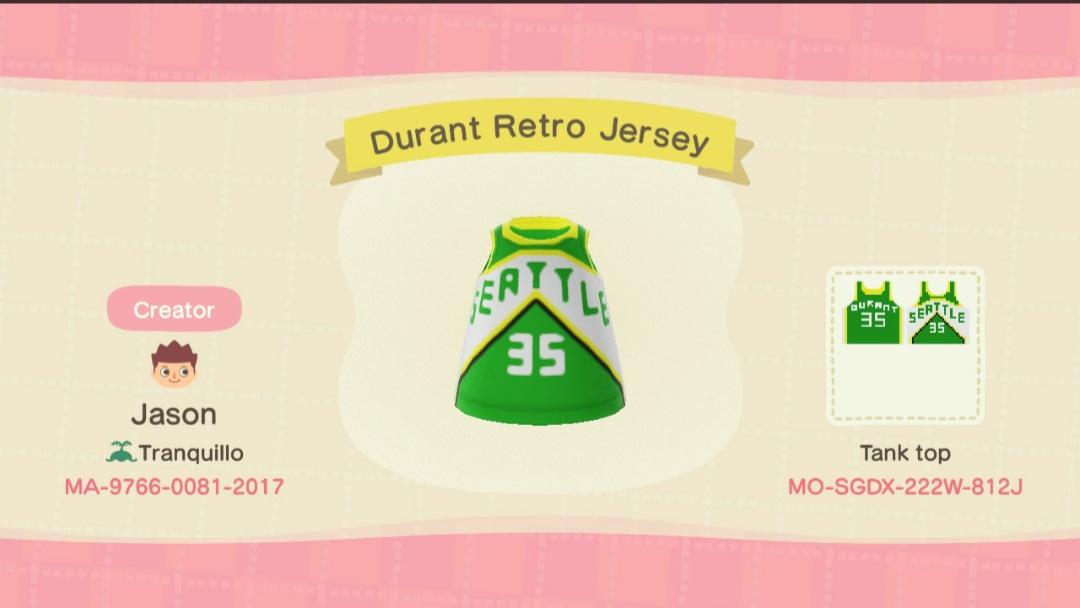 Animal Crossing Design Code: MO-SGDX-222W-812J Kevin Durant Retro