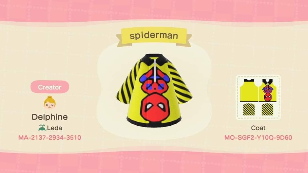 Animal Crossing Design Code: MO-SGF2-Y10Q-9D60 Spiderman