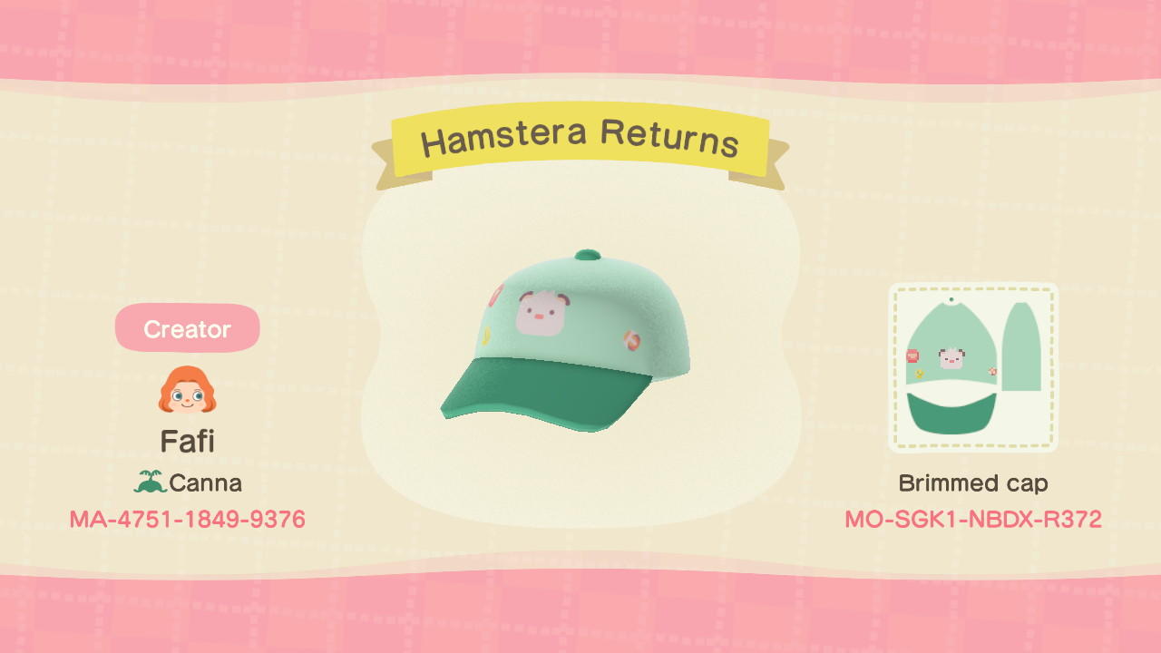 Animal Crossing Design Code: MO-SGK1-NBDX-R372 Hamstera Returns