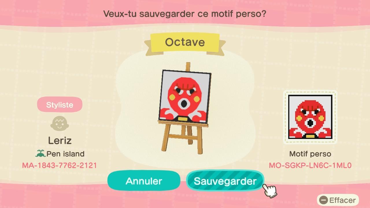 Animal Crossing Design Code: MO-SGKP-LN6C-1ML0 Octave