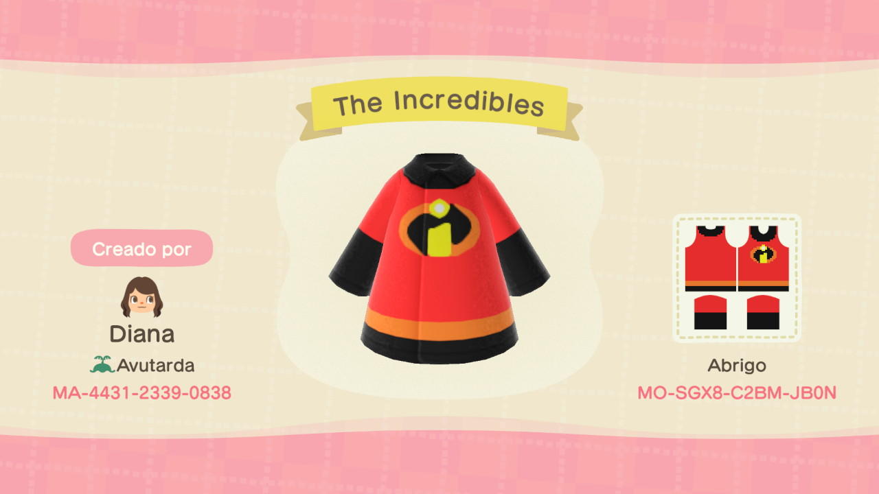 Animal Crossing Design Code: MO-SGX8-C2BM-JB0N The Incredibles