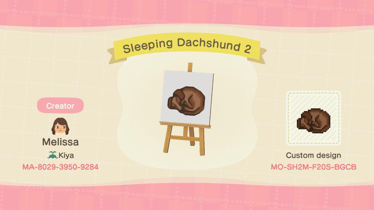 Animal Crossing Design Code: MO-SH2M-F20S-BGCB Sleeping Dachshund 2