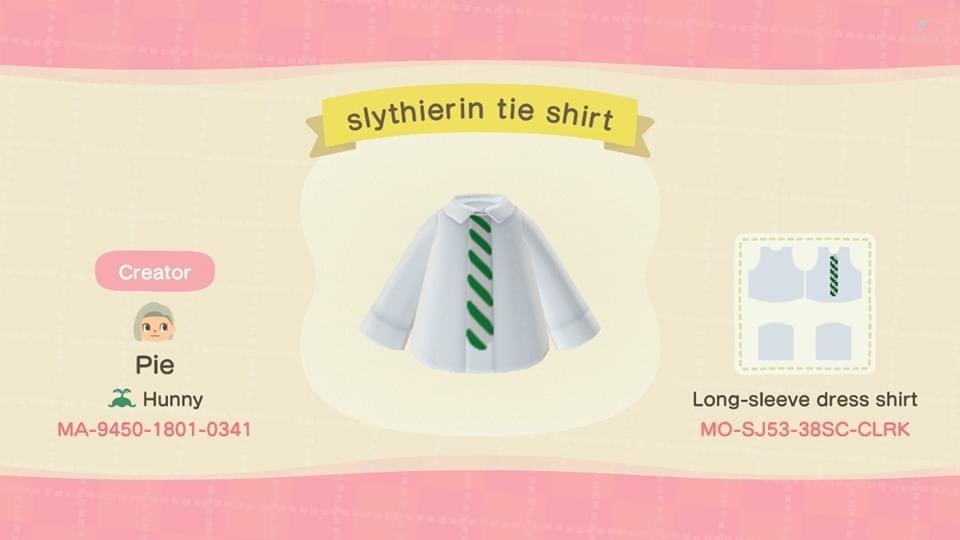 Animal Crossing Design Code: MO-SH53-38SC-CLRK Slytherin Tie Shirt