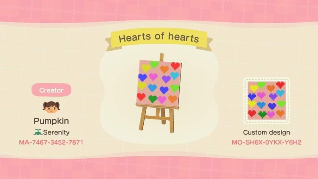 Animal Crossing Design Code: MO-SH6X-OYKX-Y6H2 Heart of Hearts