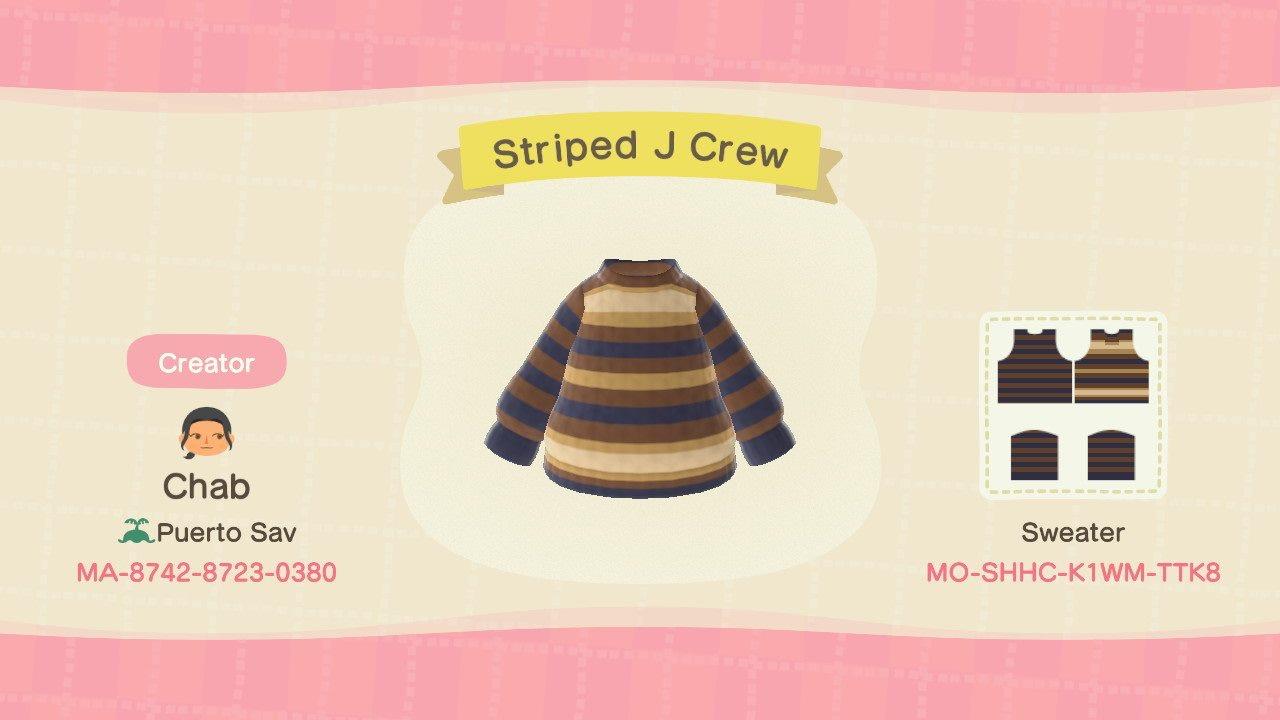 Animal Crossing Design Code: MO-SHHC-K1WM-TTK8 Striped J Crew