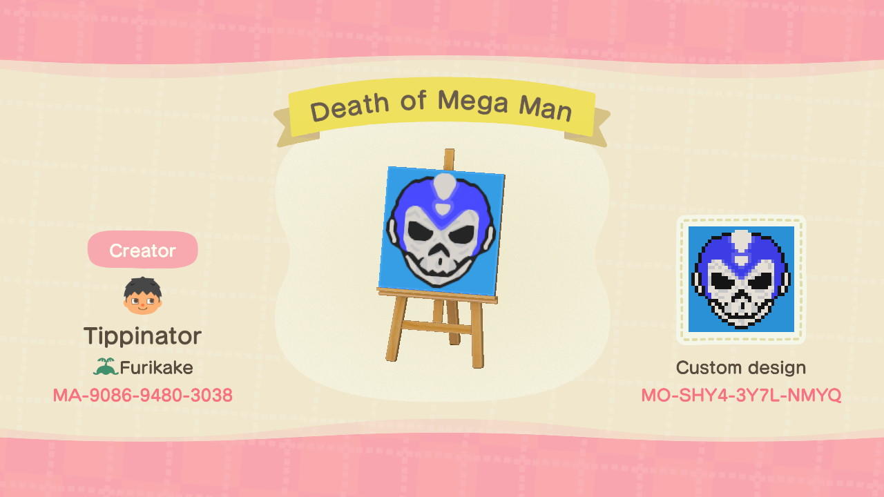 Animal Crossing Design Code: MO-SHY4-3Y7L-NMYQ Death of Mega Man