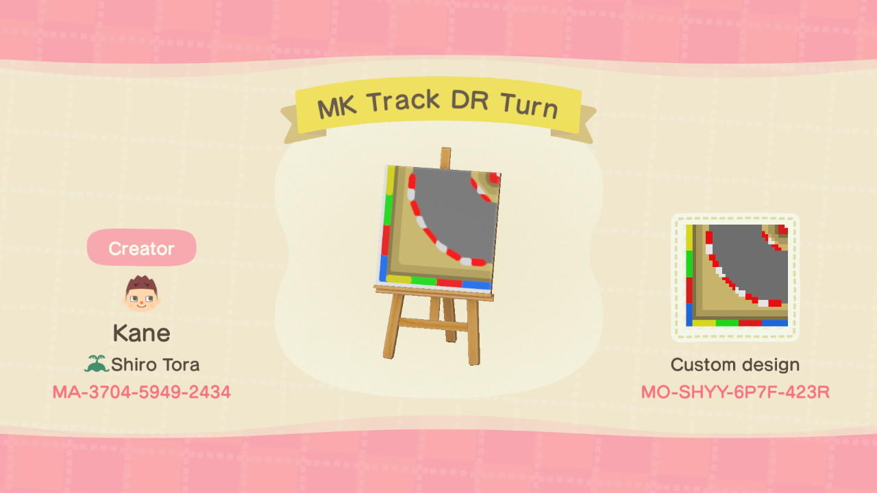 Animal Crossing Design Code: MO-SHYY-6P7F-423R MK Track DR Turn