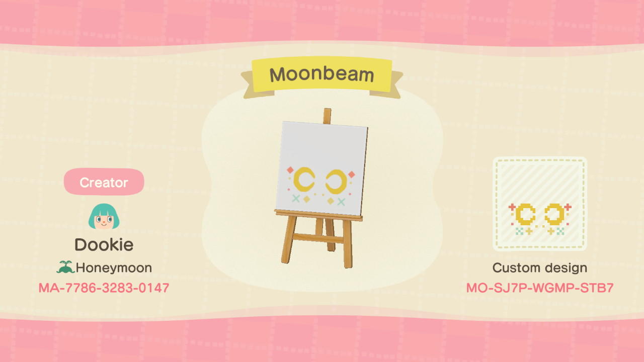 Animal Crossing Design Code: MO-SJ7P-WGMP-STB7 Moonbeam
